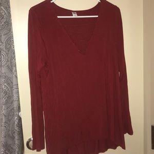Burgundy lace up top